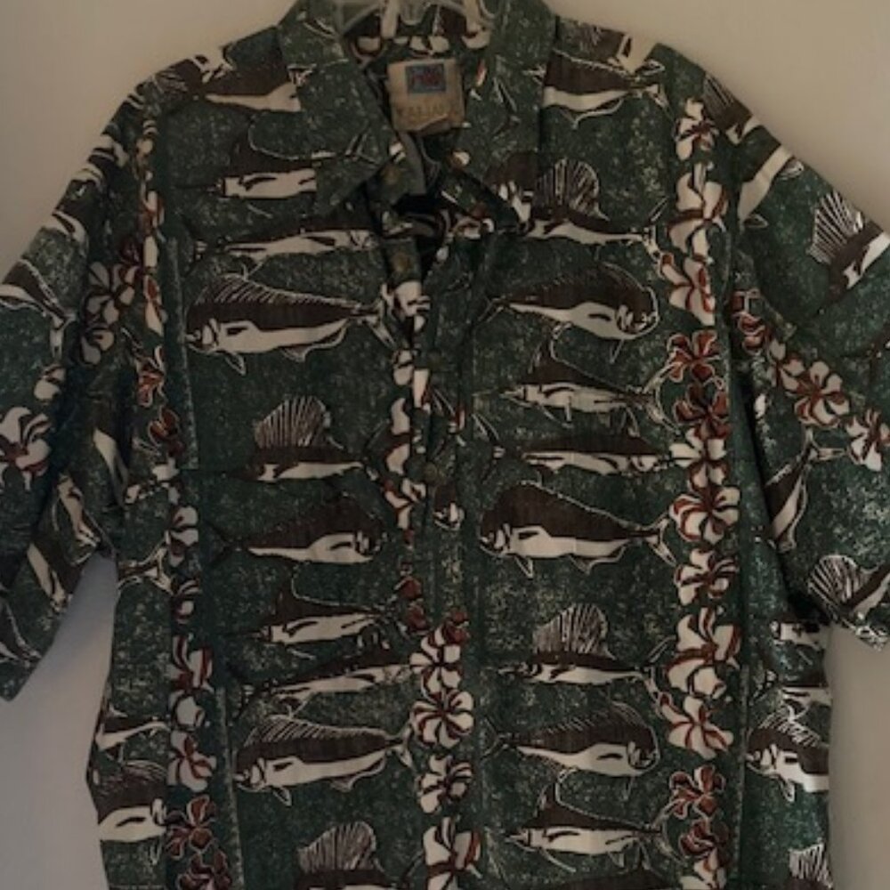 KAHALA HAWAII FINE HIGH END RESORT ALOHA WEAR HAWAII PLUMERIA HAWAIIAN FISH NICE